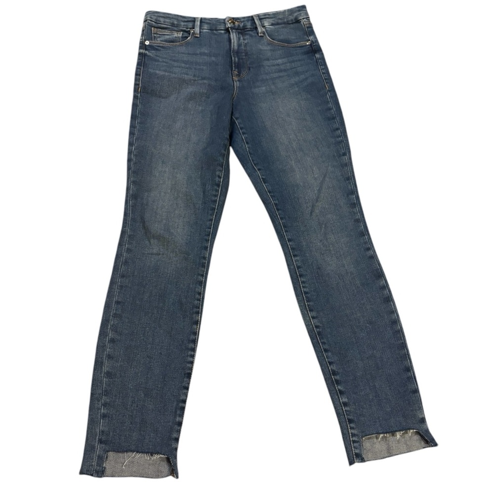 Good American Good Waist Indigo High Rise Step Hem Jeans Blue Size 8/29
